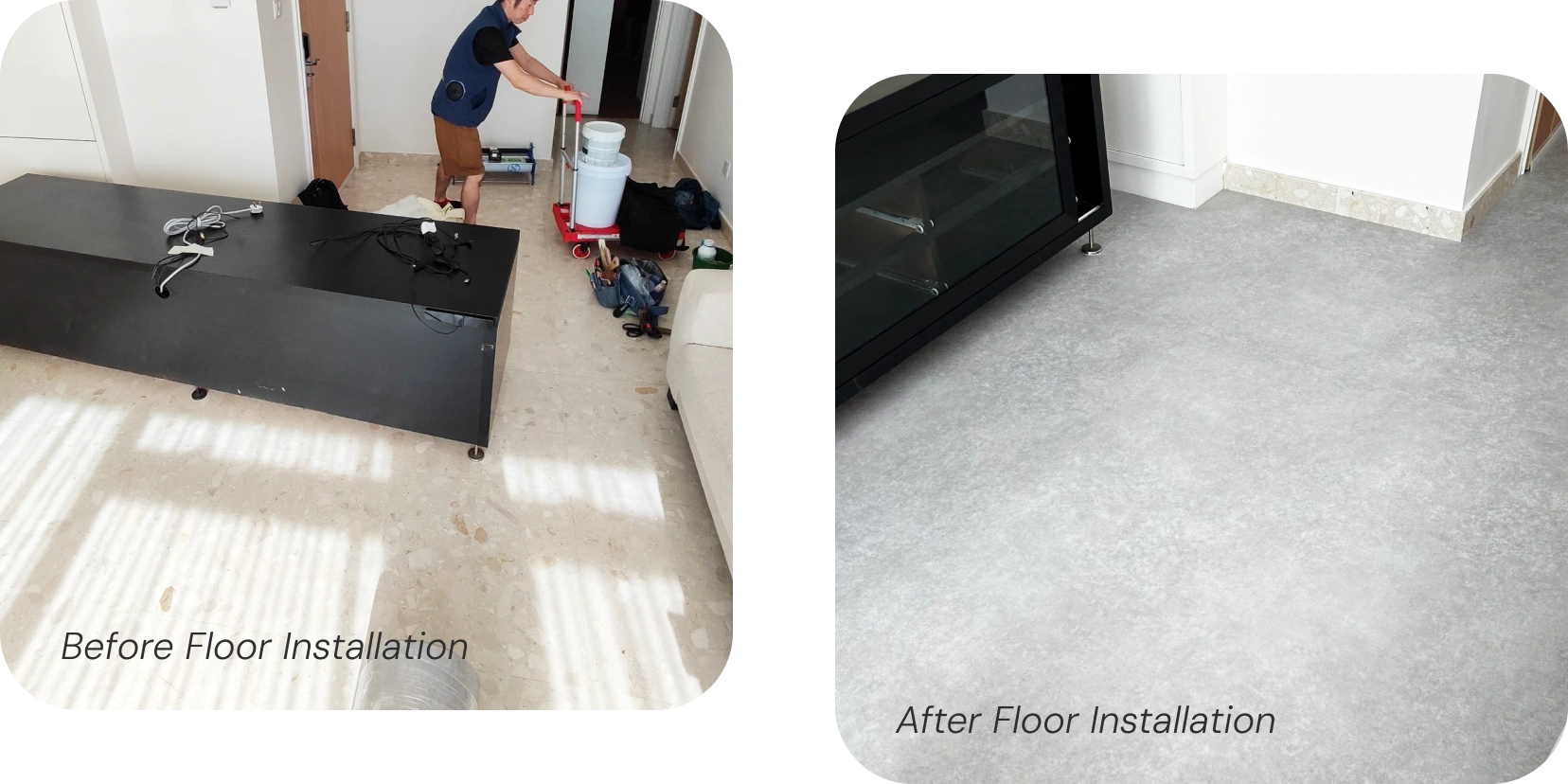 Before After Floor Condotion with Installation by Honpo